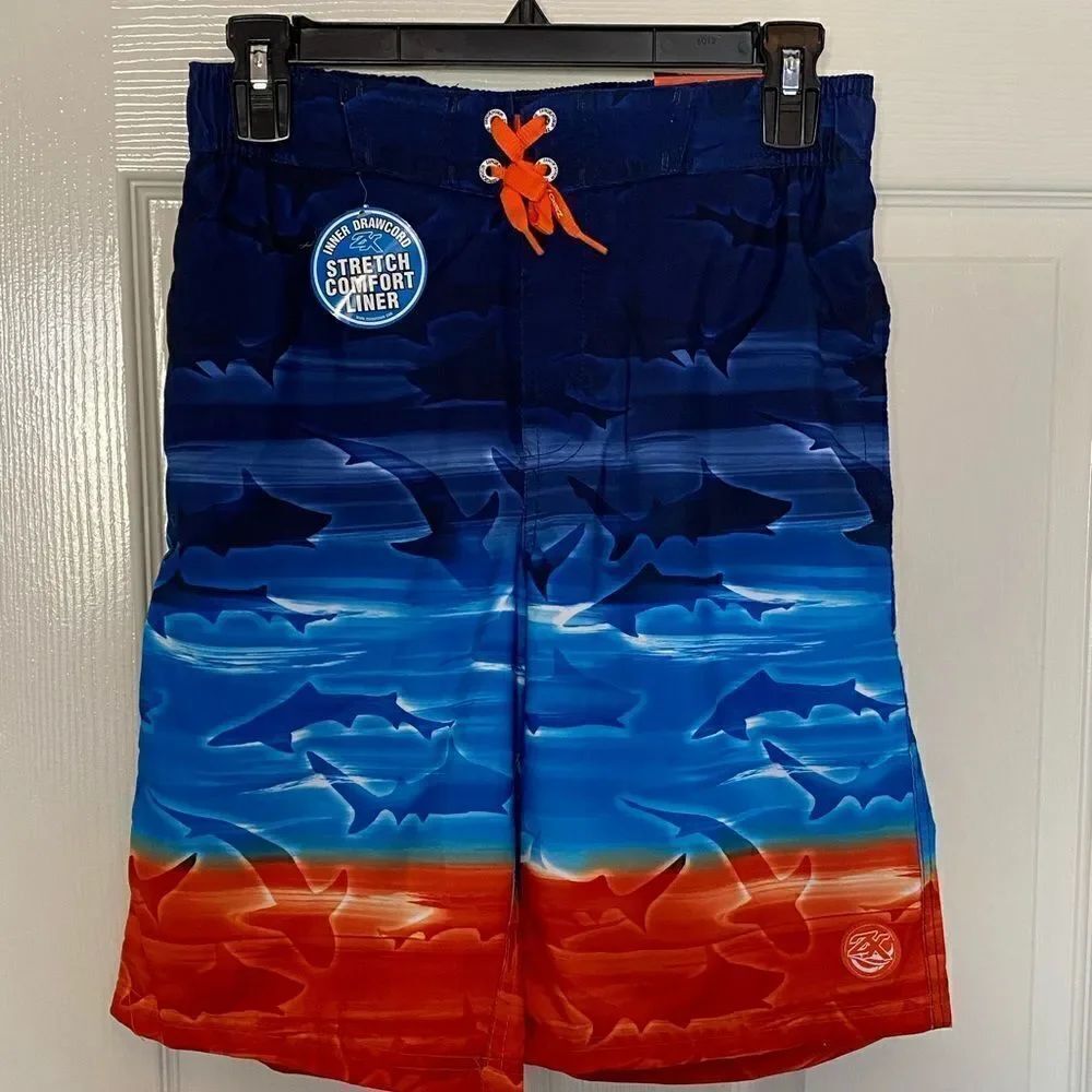 ZEROXPOSURE Boys Large Shark Print Swim Trunks